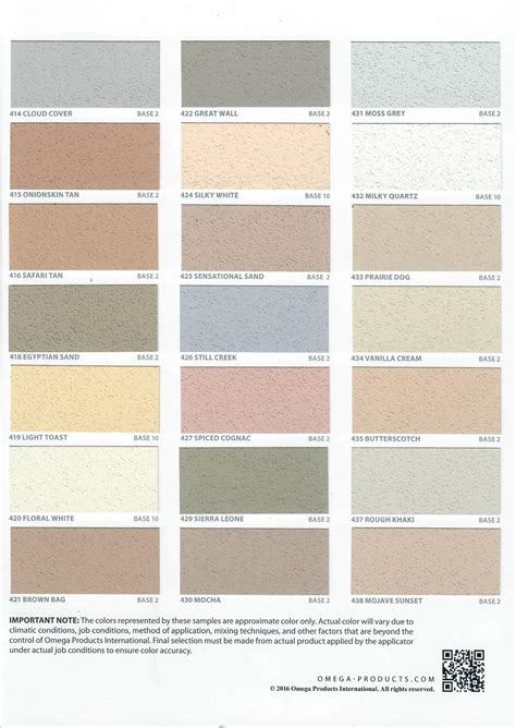 omega stucco color chart